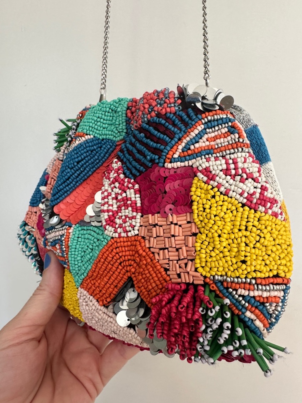 Parfois Beaded Multicolor Patchwork Evening Bag - used in very good condition - Picture 6 of 6
